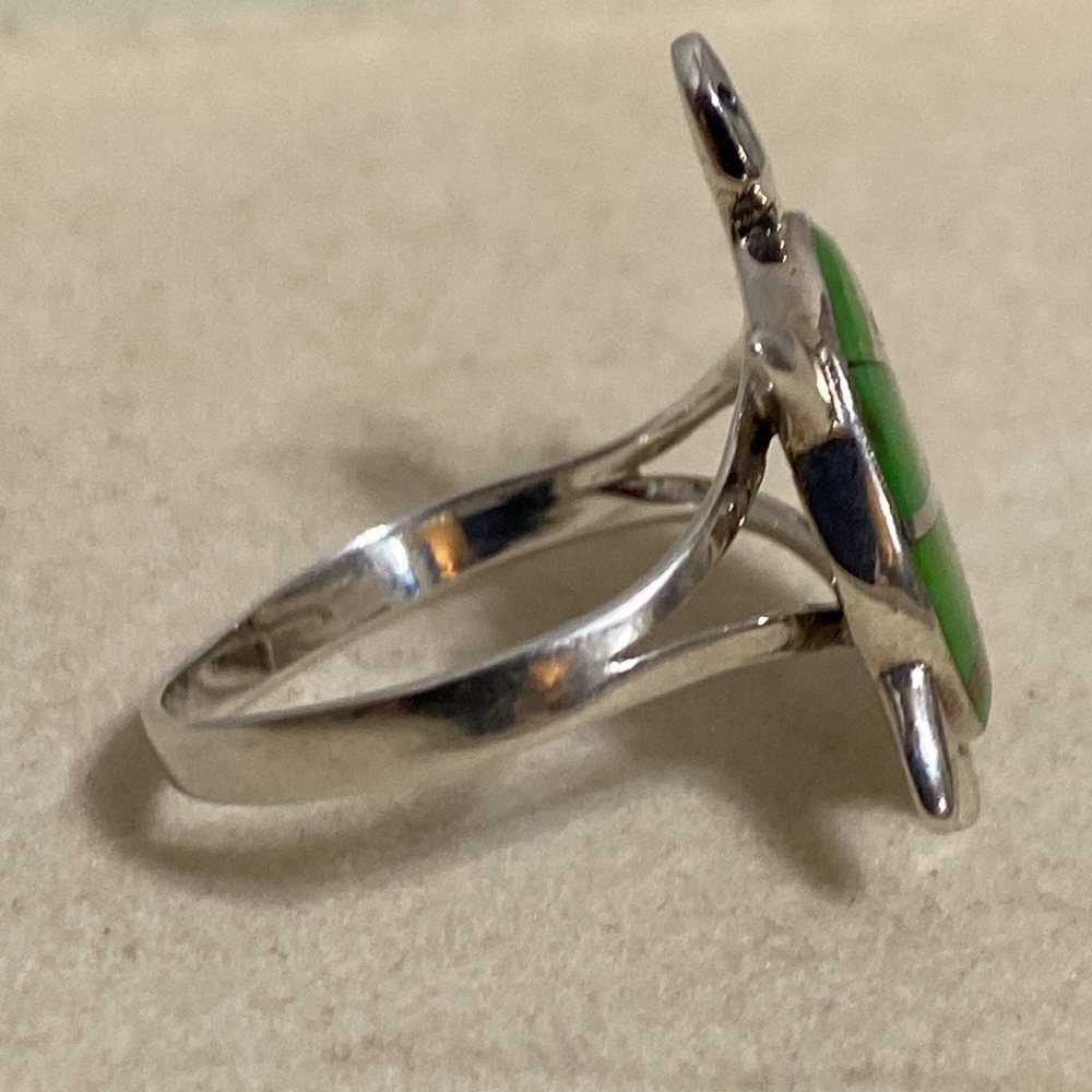 *SOLD*Vintage Navajo Sterling Silver Turtle Inlay Ring - Picture 5 of 12